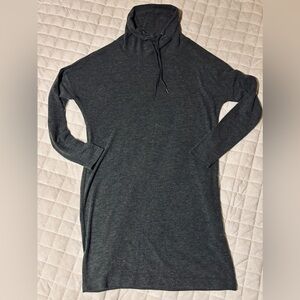 Banana Republic Long Sleeve Gray Cowl Neck T-Shirt Dress